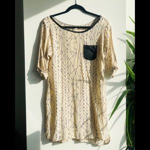 Club Monaco Silk and Leather shift dress and slip